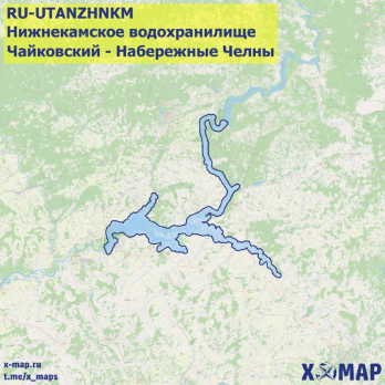 Карта глубин Нижнекамское водохранилище (Чайковский - Набережные Челны)