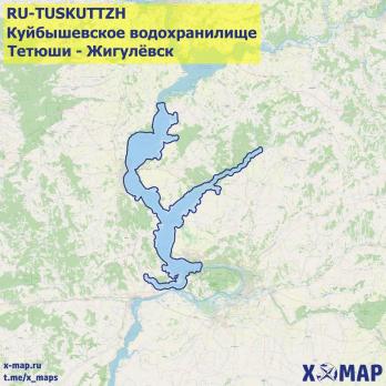 Карта глубин Куйбышевское водохранилище (Тетюши - Жигулёвск)