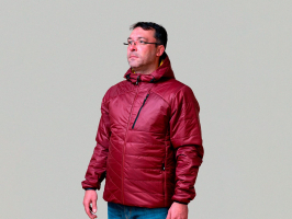 Куртка-пуховка бордо/желтый